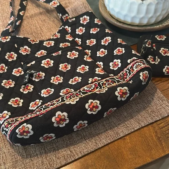 Vera Bradley Black and Red Floral Tote Bag - Picture 2 of 12